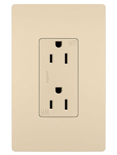Pass & Seymour / Legrand - Pass & Seymour 885-TRWRI radiant® Decorator Tamper-Resistant Receptacle, Weather-Resistant, 15A 125V (5-15R), Ivory