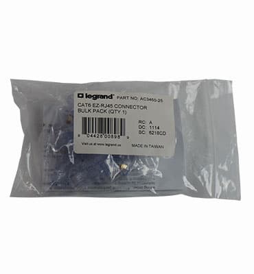 Pass & Seymour / Legrand - Pass & Seymour AC3460-25 Cat6 EZ-RJ45 Connector (25/Pkg)