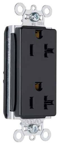 Pass & Seymour / Legrand - Pass & Seymour PT26352-BK PlugTail™ Decorator Spec Grade Duplex Receptacle, 20A 125V - Black