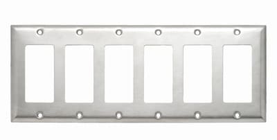 Pass & Seymour / Legrand - Pass & Seymour SS266 6Gang Wall Plate, Decorator, Standard - 302/304 Stainless Steel