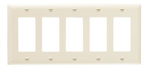 Pass & Seymour / Legrand - Pass & Seymour TP265-LA 5Gang Wall Plate, Decorator, Nylon, Standard - Light Almond