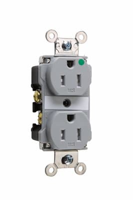 Pass & Seymour / Legrand - Pass & Seymour TR62HGRY Gray Back and Side Wire 15 Amp 125 Volt Tamper Resistant Hospital Grade Receptacles