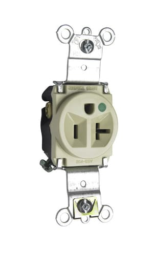 Pass & Seymour / Legrand - Pass & Seymour 8301-I Heavy-Duty Hospital Grade Single Receptacle, Back & Side Wire, 20A 125V - Ivory