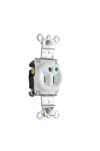 Pass & Seymour / Legrand - Pass & Seymour 8201-W Heavy-Duty Hospital Grade Single Receptacle, Back & Side Wire, 15A 125V - White