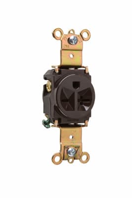 Pass & Seymour / Legrand - Pass & Seymour 5871 Single Receptacle, HD Spec Grade, 20A 250V, Back & Side Wired - Brown