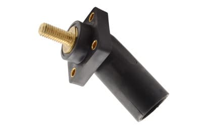 Pass & Seymour / Legrand - Pass & Seymour PS45MRSBBK 400 Amp 600 Volt 2/0 to 4/0 AWG Black Threaded Stud Panel Mount 45 Degrees Male Cam-Type Receptacle
