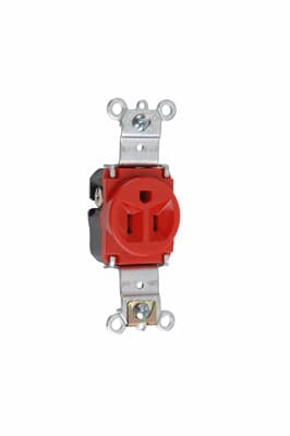Pass & Seymour / Legrand - Pass & Seymour 5261-RED Single Receptacle, HD Spec Grade, 15A 125V Back & Side Wired - Red
