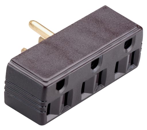 Pass & Seymour / Legrand - Pass & Seymour 697 Plug-in outlet adapter, single to triple, double pole, triple wire, 15 amp, 125 V - Brown