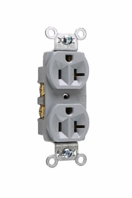 Pass & Seymour / Legrand - Pass & Seymour CR20-GRY Commercial Spec Grade Duplex Receptacle, Side Wire, 20Amp 125Volt, Gray
