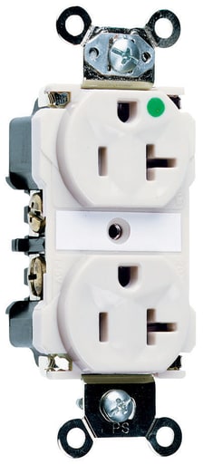 Pass & Seymour / Legrand - Pass & Seymour 8300-W Extra Heavy-Duty Hospital Grade Duplex Receptacle, Back & Side Wire, 20A 125V - White