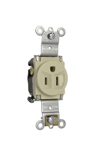 Pass & Seymour / Legrand - Pass & Seymour 5261-I Single Receptacle, HD Spec Grade, 15A 125V Back & Side Wired - Ivory