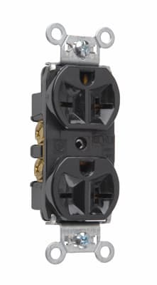 Pass & Seymour / Legrand - Pass & Seymour 5862-BK Heavy-Duty Spec Grade Duplex Receptacle, Back & Side Wire, 20A 250V - Black