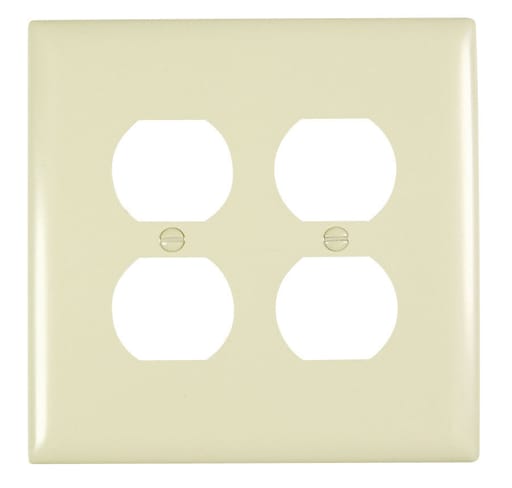 Pass & Seymour / Legrand - Pass & Seymour TPJ82-GRY 2Gang Wall Plate, Duplex Receptacle, Nylon, Jumbo - Gray