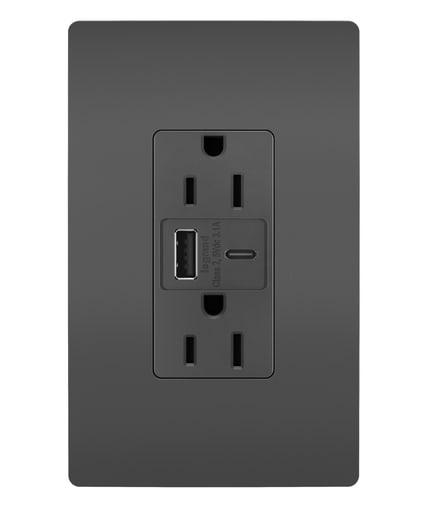 Pass & Seymour / Legrand - P&S R26USBACBK RADIANT 3.1 HYB A/C