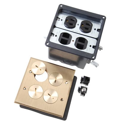 Pass & Seymour / Legrand - Pass & Seymour FB2-TR-DRKS4-B Tamper Resistant Floor Box Assembly for Brass Two Gang Wood Sub-Floors