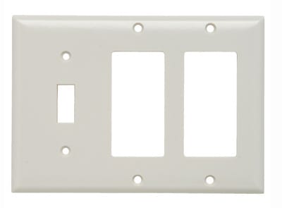 Pass & Seymour / Legrand - Pass & Seymour SP1262-W Combination Wall Plate, 1 Toggle Switch & 2 Decorator, Three Gang, White