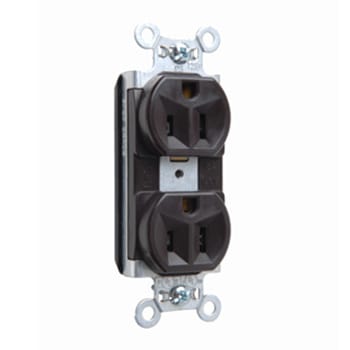 Pass & Seymour / Legrand - Pass & Seymour PT5262 PlugTail™ Spec Grade Duplex Receptacle, 15A 125V - Brown