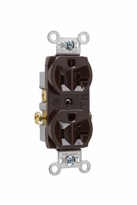 Pass & Seymour / Legrand - Pass & Seymour CR20 Commercial Spec Grade Duplex Receptacle Side Wire 20Amp 125Volt Brown