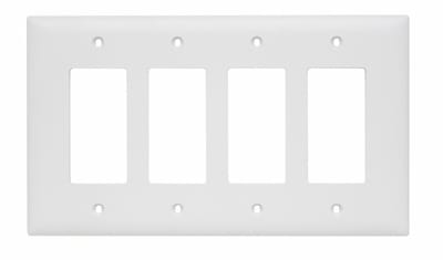 Pass & Seymour / Legrand - Pass & Seymour TPJ264-W 4Gang Wall Plate, Decorator, Nylon, Jumbo - White