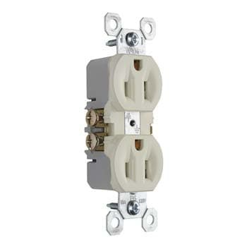 Pass & Seymour / Legrand - Pass & Seymour 3232-LA Duplex Grounding Receptacle w/ High-Impact Resistant Thermoplastic Construction, 15 Amp, 125 Volt, Light Almond