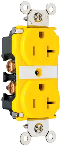 Pass & Seymour / Legrand - Pass & Seymour CR6300 Industrial Extra Heavy-Duty Spec Grade Duplex Receptacle, Corrosion-Resistant, Back & Side Wire, 20A 125V - Yellow