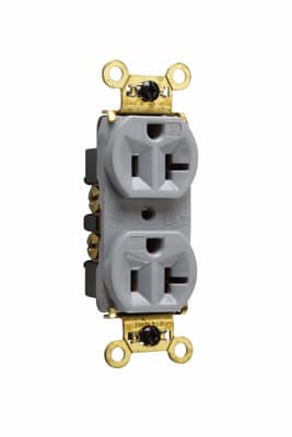 Pass & Seymour / Legrand - Pass & Seymour WR5362GRY 125 Volt 20 Amp Gray Back and Side Wire Weather Resistant Heavy Duty Spec Grade Receptacle