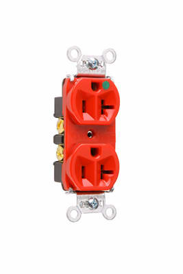 Pass & Seymour / Legrand - Pass & Seymour 8300-HRED Heavy-Duty Hospital Grade Compact Design Duplex Receptacle Back & Side Wire 20Amp 125Volt, Red