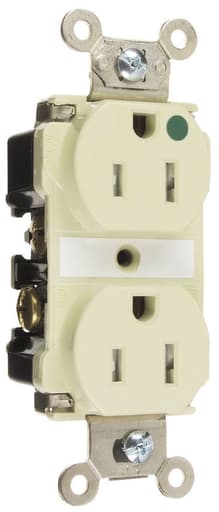 Pass & Seymour / Legrand - Pass & Seymour TR62-HI 15 Amp 125 VAC 2-Pole 3-Wire NEMA 5-15R Ivory Nylon Tamper-Resistant Duplex Receptacle