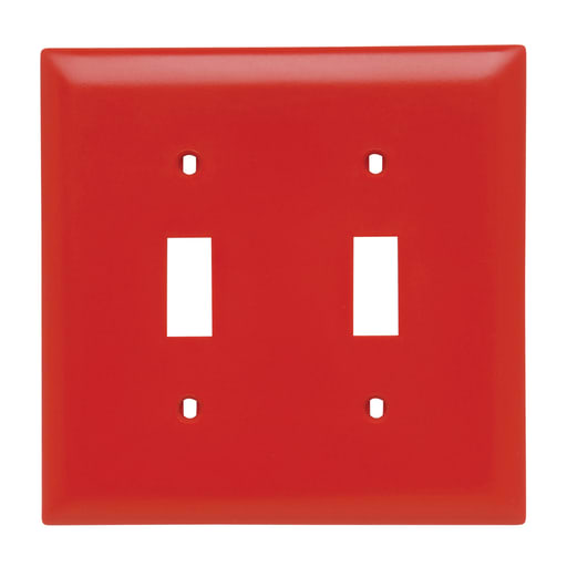 Pass & Seymour / Legrand - Pass & Seymour TP2-RED 2Gang Wall Plate, Toggle Switch, Nylon, Standard - Red