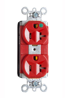 Pass & Seymour / Legrand - Pass & Seymour PT-8300HRED 125 Volt 20 Amp Heavy Duty Hospital Grade Duplex Receptacle