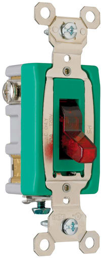 Pass & Seymour / Legrand - Pass & Seymour PS30AC1-RPL 1pole Pilot Lighted Switch, Back & Side Wire, 30A 120V - Red