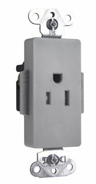 Pass & Seymour / Legrand - DECO REC SGL TAMPER RES 15A/125V GRY
