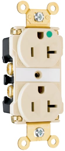Pass & Seymour / Legrand - Pass & Seymour 8300-ILI Extra Heavy-Duty Hospital Grade LED Illuminated Face Duplex Receptacle, Back & Side Wire, 20A 125V - Ivory