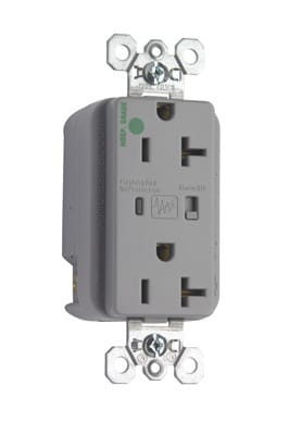 Pass & Seymour / Legrand - Pass & Seymour 8300-GRYSP Hospital Grade Surge Protective Duplex Receptacle, Back & Side Wire, 20A 125V - Gray