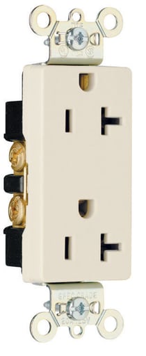 Pass & Seymour / Legrand - Pass & Seymour 26352-LA Heavy-Duty Decorator Spec Grade Duplex Receptacle, Back & Side Wire, 20A 125V - Light Almond