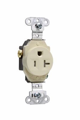 Pass & Seymour / Legrand - Pass & Seymour TR5351-I 20 Amp 125 VAC 2-Pole 3-Wire NEMA 5-20R Ivory Nylon Face Tamper-Resistant Single Receptacle