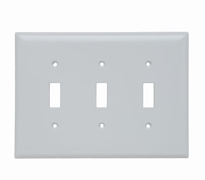 Pass & Seymour / Legrand - Pass & Seymour SPJ3-W 3-Gang 3-Toggle White Smooth Thermoset Plastic Junior-Jumbo Wallplate