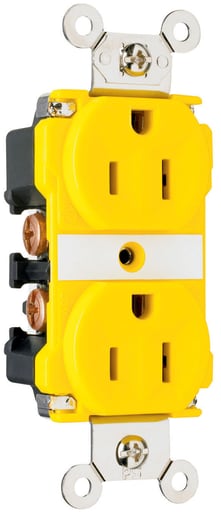 Pass & Seymour / Legrand - Pass & Seymour CR6200 Industrial Extra Heavy-Duty Spec Grade Duplex Receptacle, Corrosion-Resistant, Back & Side Wire, 15A 125V - Yellow
