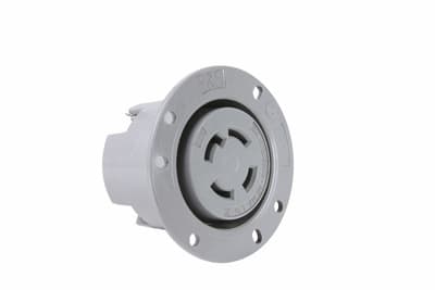Pass & Seymour / Legrand - Pass & Seymour L1430-FO 30 Amp 125/250 VAC 3-Pole 4-Wire NEMA L14-30R Gray Thermoplastic Locking Flanged Receptacle Outlet