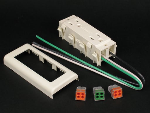 The Wiremold Co - Wiremold V2427GA 2-1/16 x 4-1/2" 125 Volt 15 Amp 3-Wire NEMA 5-15R Steel 2-Channel Raceway Duplex Receptacle