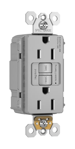 Pass & Seymour / Legrand - Pass & Seymour PT1597-GRY 15A 125V Plugtail Self-Test GFCI Duplex Receptacle - Gray