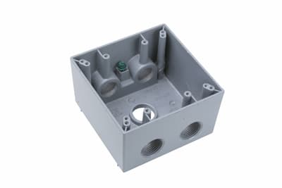 Pass & Seymour / Legrand - Pass & Seymour WPBD352 3/4 Inch 37 In. Gray Die-Cast Aluminum 2-Gang 5-Hole Surface Mounting Weatherproof Box