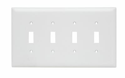 Pass & Seymour / Legrand - Pass & Seymour TPJ4-W 4Gang Wall Plate, Toggle Switch, Nylon, Jumbo - White