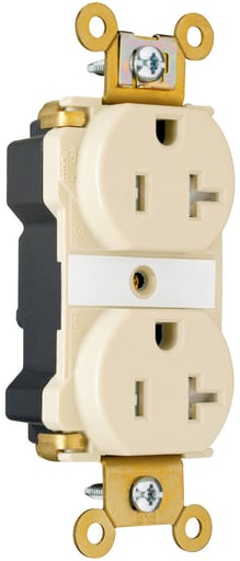 Pass & Seymour / Legrand - Pass & Seymour PTTR63-LA PlugTail™ Industrial Extra Heavy-Duty Spec Grade Tamper-Resistant Duplex Receptacle, 20A 125V - Light Almond