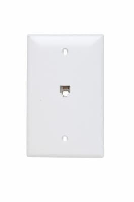 Pass & Seymour / Legrand - Pass & Seymour TPTE1-W Single Gang Opening Modular Four Conductor Telephone Jack With Wall Plate, White