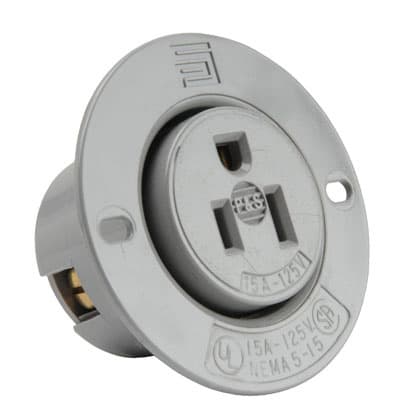 Pass & Seymour / Legrand - Pass & Seymour 5279-SS Straight Blade 2pole 3wire 15A 125V Flanged Outlet