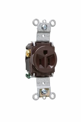 Pass & Seymour / Legrand - Pass & Seymour 5261 Single Receptacle, HD Spec Grade, 15A 125V, Back & Side Wired - Brown