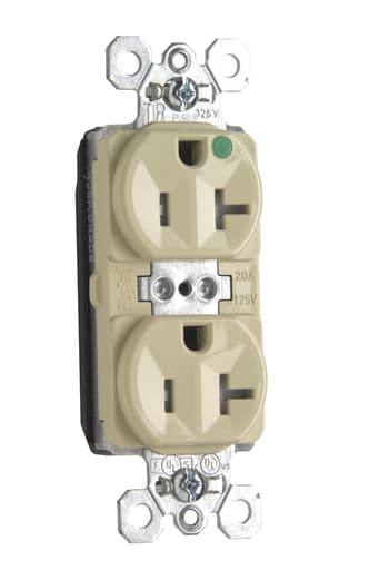 Pass & Seymour / Legrand - Pass & Seymour PTTR8300-I PlugTail 20 Amp 125 Volt Ivory Tamper Resistant Hospital Grade Duplex Receptacle