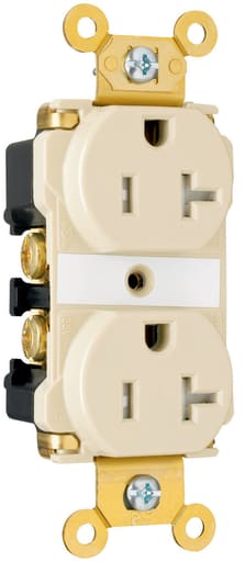 Pass & Seymour / Legrand - Pass & Seymour TR63-I 20 Amp 125 VAC 2-Pole 3-Wire NEMA 5-20R Ivory Nylon Tamper-Resistant Duplex Receptacle