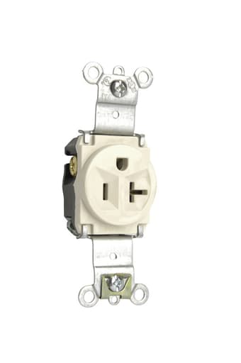 Pass & Seymour / Legrand - Pass & Seymour 5361-LA Single Receptacle, HD Spec Grade, 20A 125V, Back & Side Wired - Light Almond